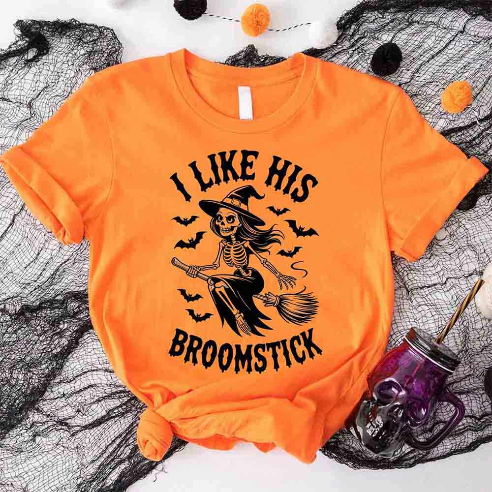 I Like Her Pumpkins & His Broomstick Shirts | Funny Matching Halloween Couple T-Shirts