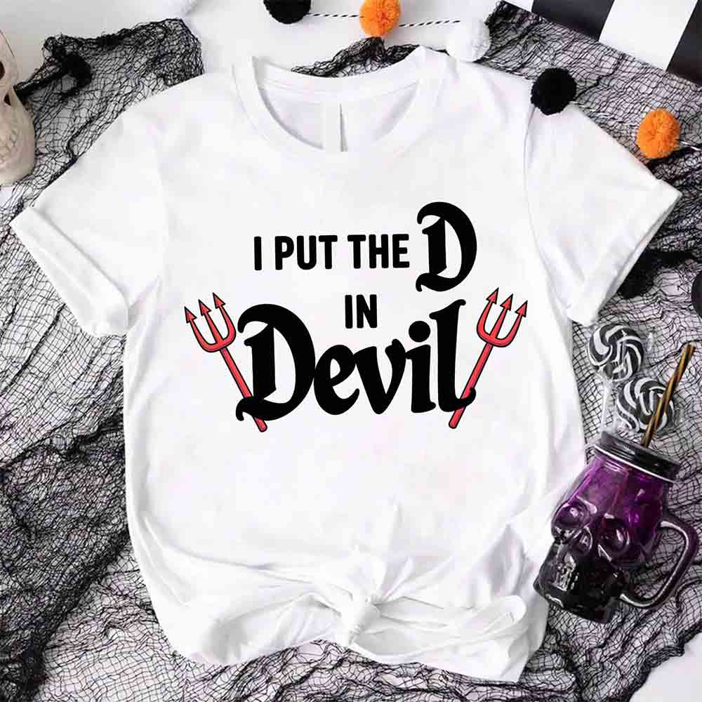 I Put the D in Devil Shirts For Couples Funny Matching Him & Her Halloween T-Shirts