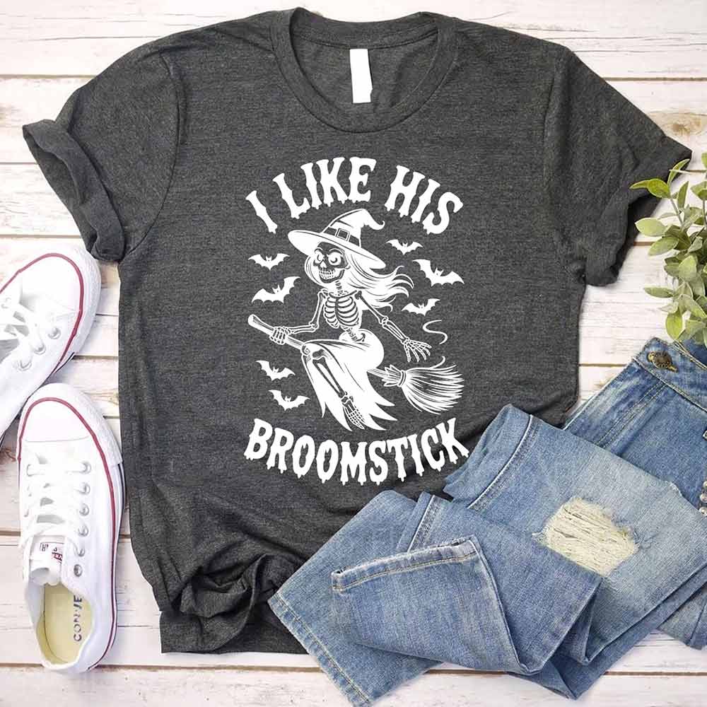 I Like Her Pumpkins & His Broomstick Shirts | Funny Matching Halloween Couple T-Shirts