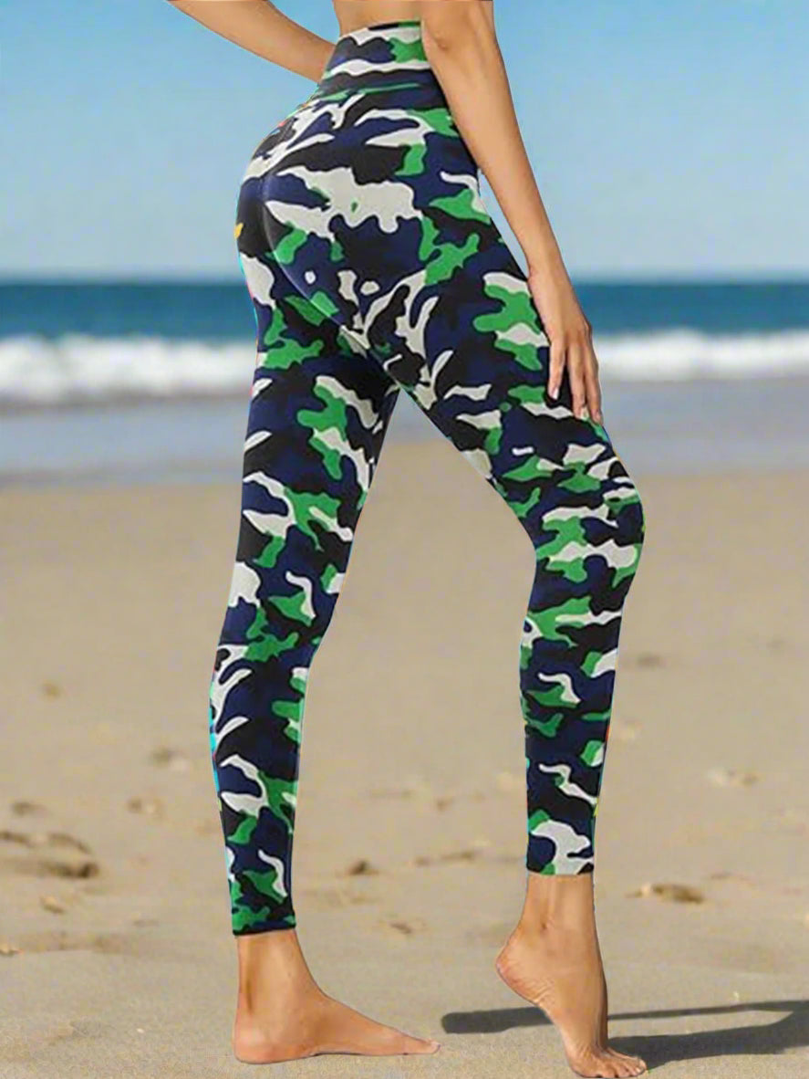 Cropped High Waist Camouflage Leggings