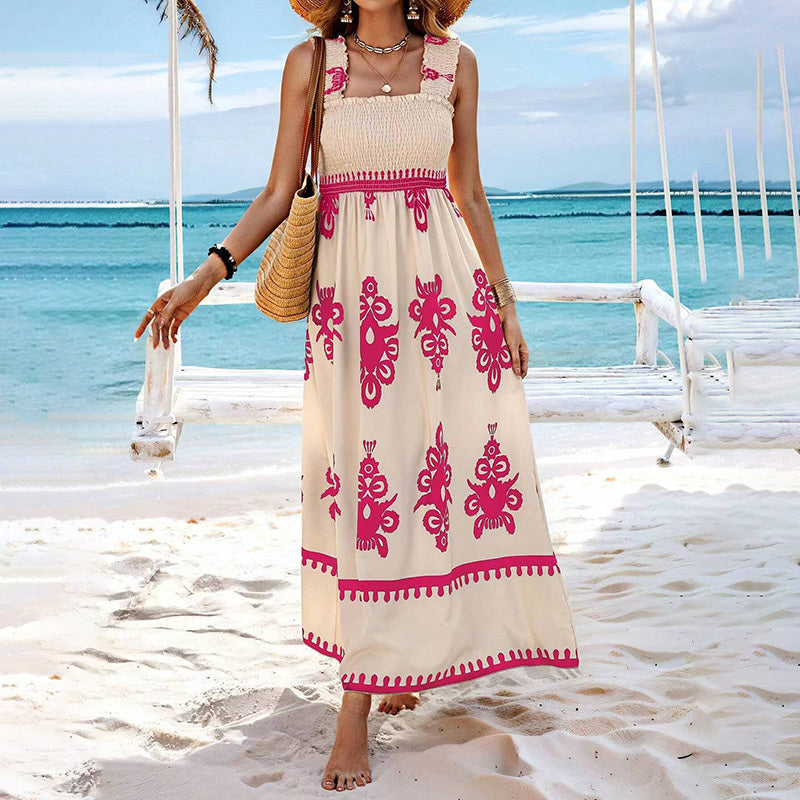 Women's Wide-Strap Printed Maxi Dress