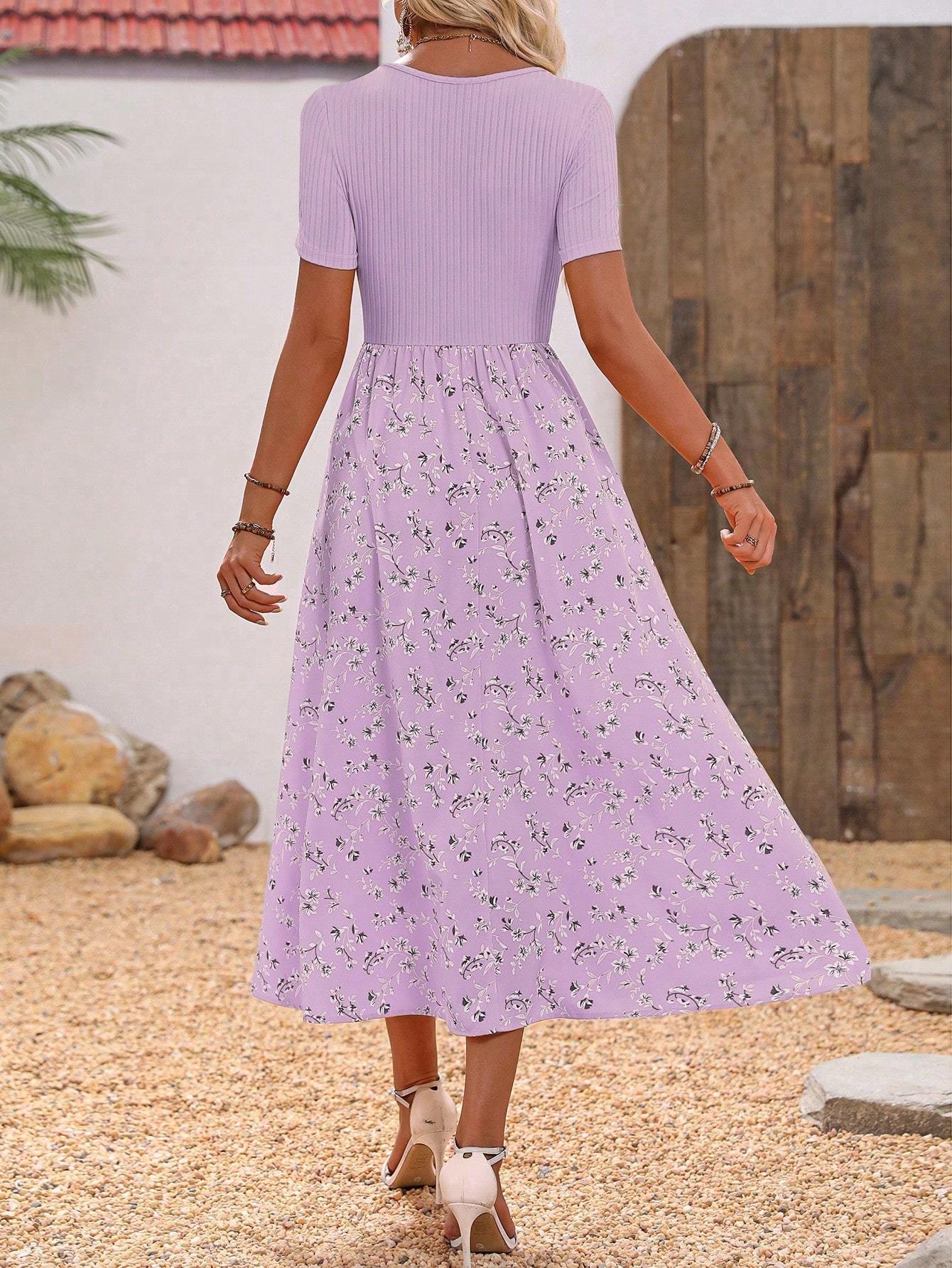 Floral Scoop-Neck Maxi Dress