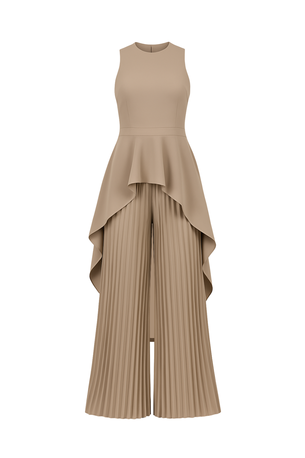Escape to Milan Taupe Pleated Pants Set