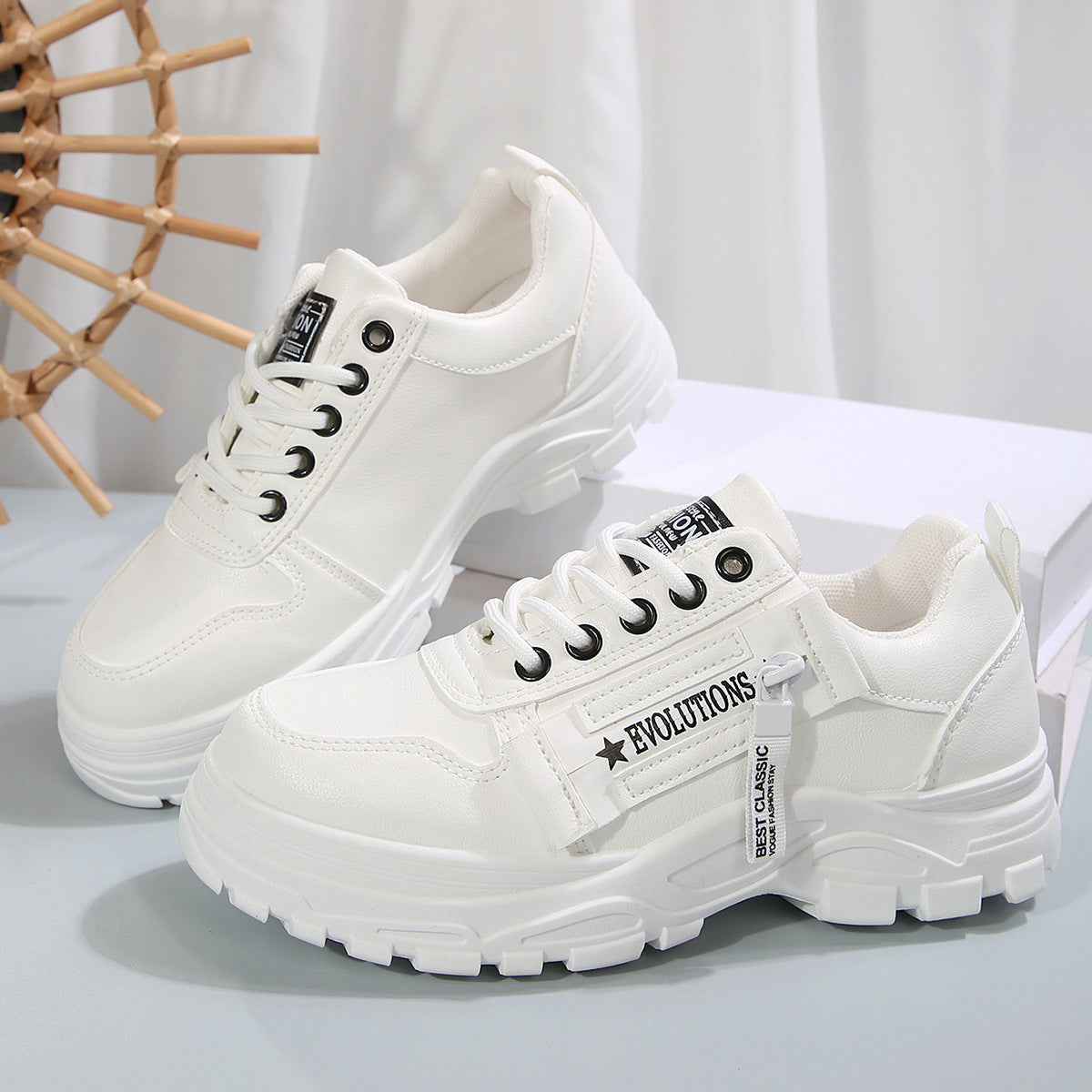 Women's Lace‑Up Side‑Zipper Sports Sneakers