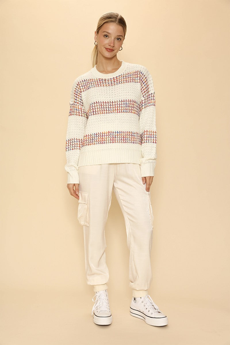 Multicolored striped knit sweater