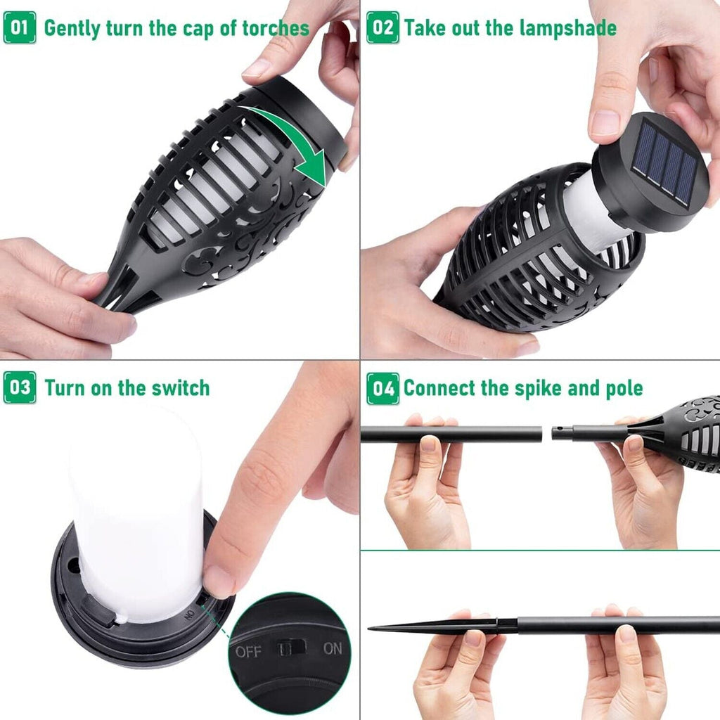 IkeeRuic Solar Torch Lights â€?6 Pack Flickering Flame Outdoor Garden Lights