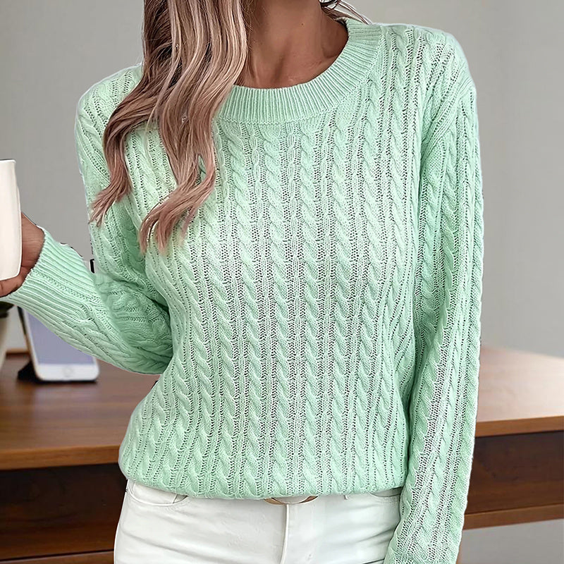 Women's Textured Crew‑Neck Pullover Top