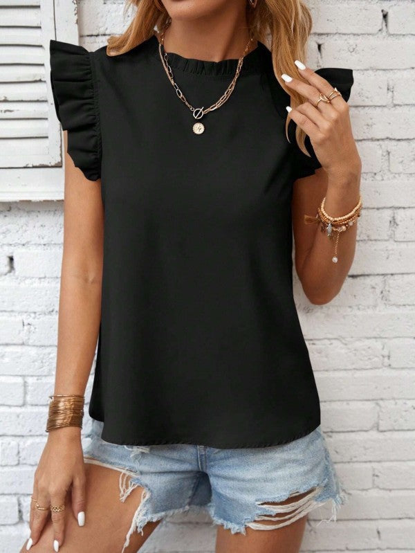 Ruffle short sleeve blouse