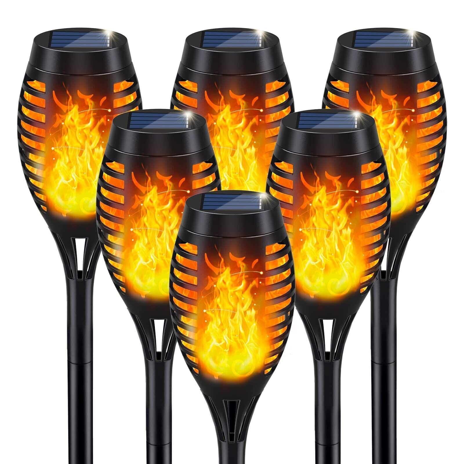 IkeeRuic Solar Torch Lights â€?6 Pack Flickering Flame Outdoor Garden Lights