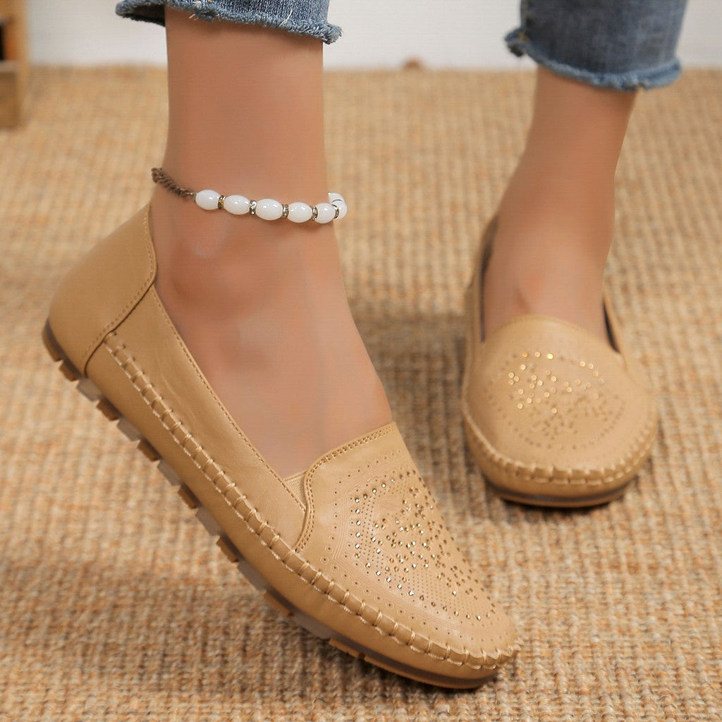 Women's Handmade Gommino Driving Shoes â€?Solid‑Color Casual Flats