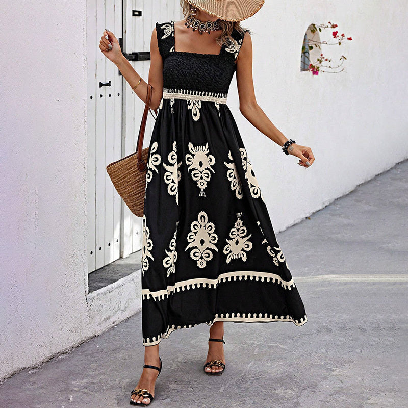 Women's Wide-Strap Printed Maxi Dress