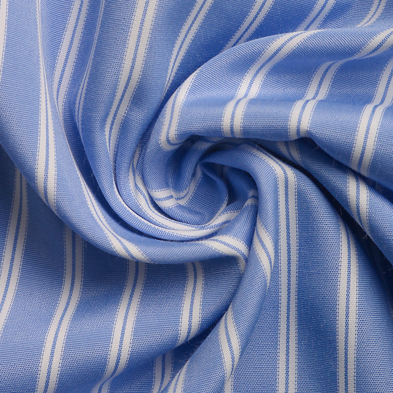 Women's Striped Tie-Front Puff Sleeve Mini Dress