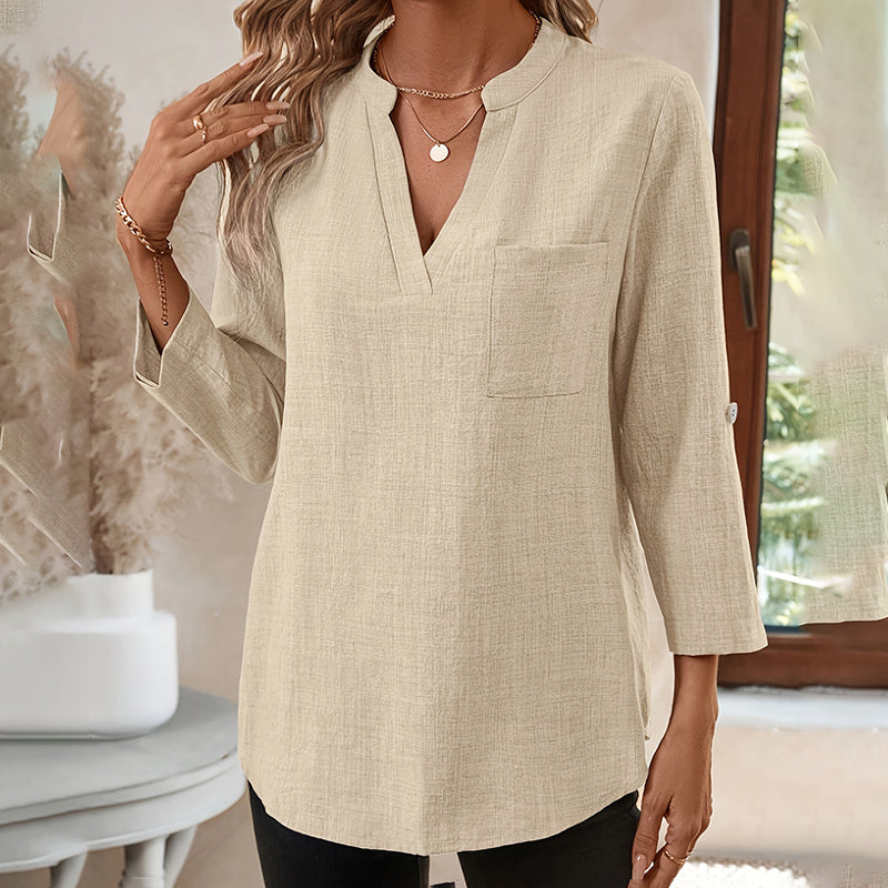 Womens Casual Summer Shirts Notch V Neck Blouses
