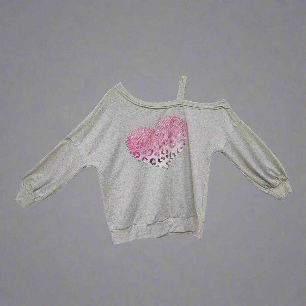 Ladies' Off Shoulder Long Sleeved Printed Love Hoodie