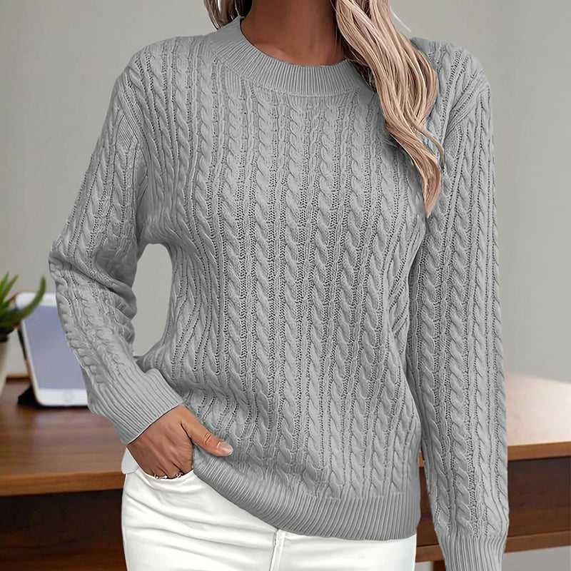 Women's Textured Crew‑Neck Pullover Top