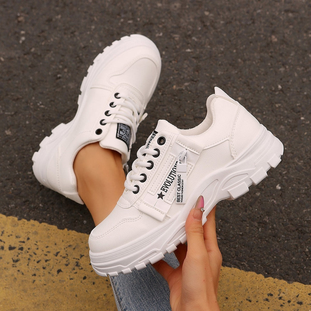 Women's Lace‑Up Side‑Zipper Sports Sneakers