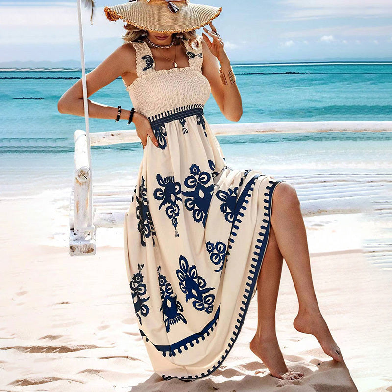 Women's Wide-Strap Printed Maxi Dress