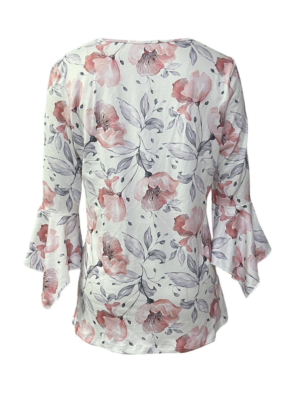 Women's Printed Spike Button Three-Quarter Sleeve Casual Top