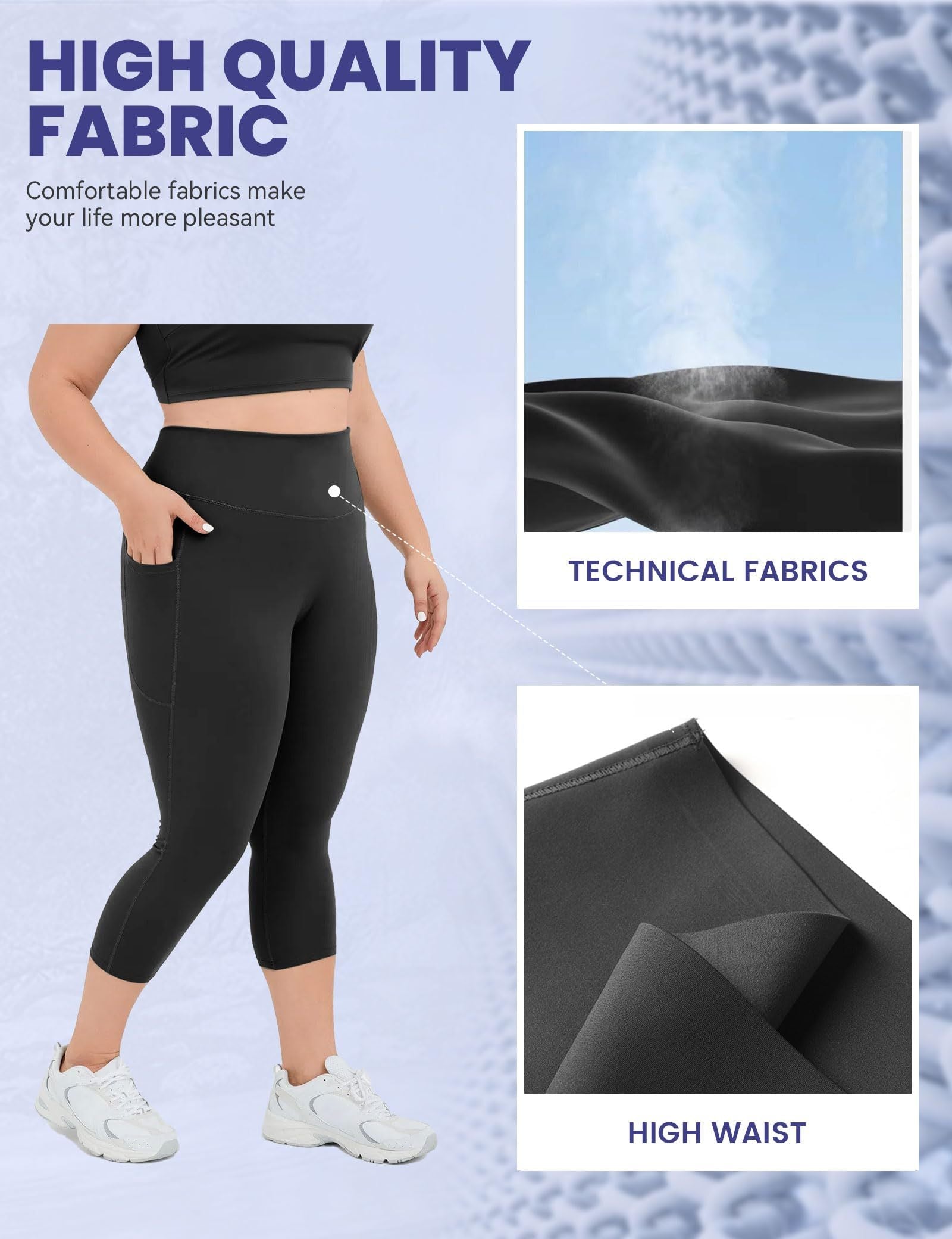 High-waisted cropped yoga pants with pockets