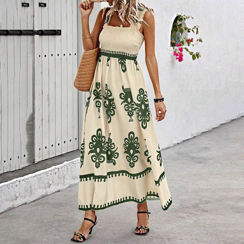 Women's Wide-Strap Printed Maxi Dress