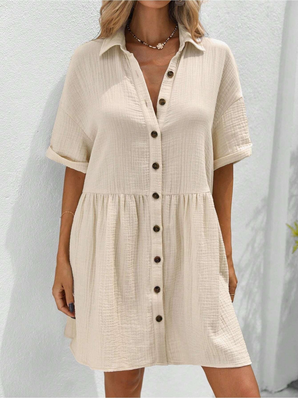 Women's Ruffle Hem Shirt Dress â€?Loose Fit Summer Holiday Style