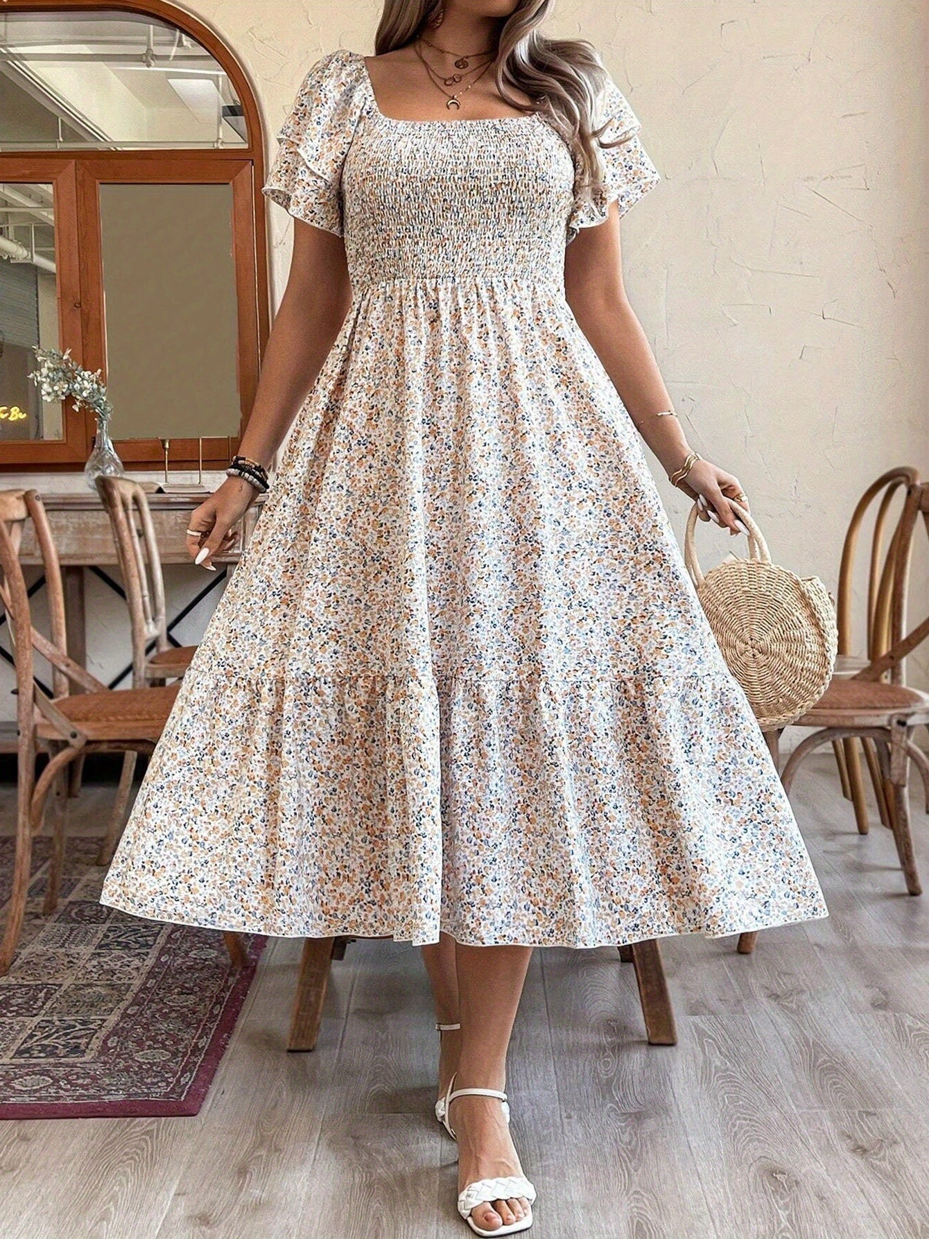 Plus Size Backless Midi Dress â€?Elegant Pleated Summer Party Dress