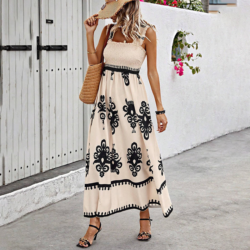 Women's Wide-Strap Printed Maxi Dress
