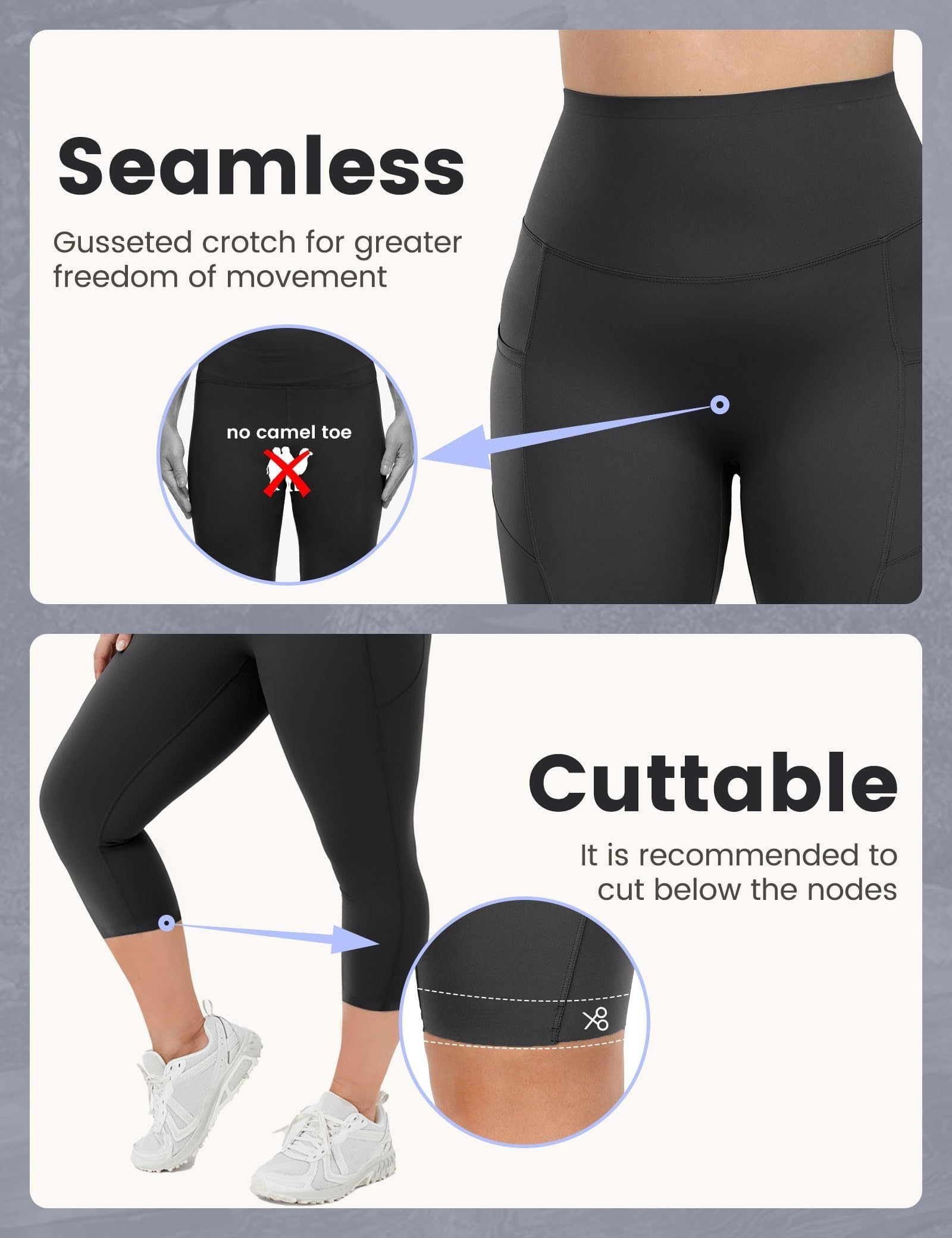 High-waisted cropped yoga pants with pockets