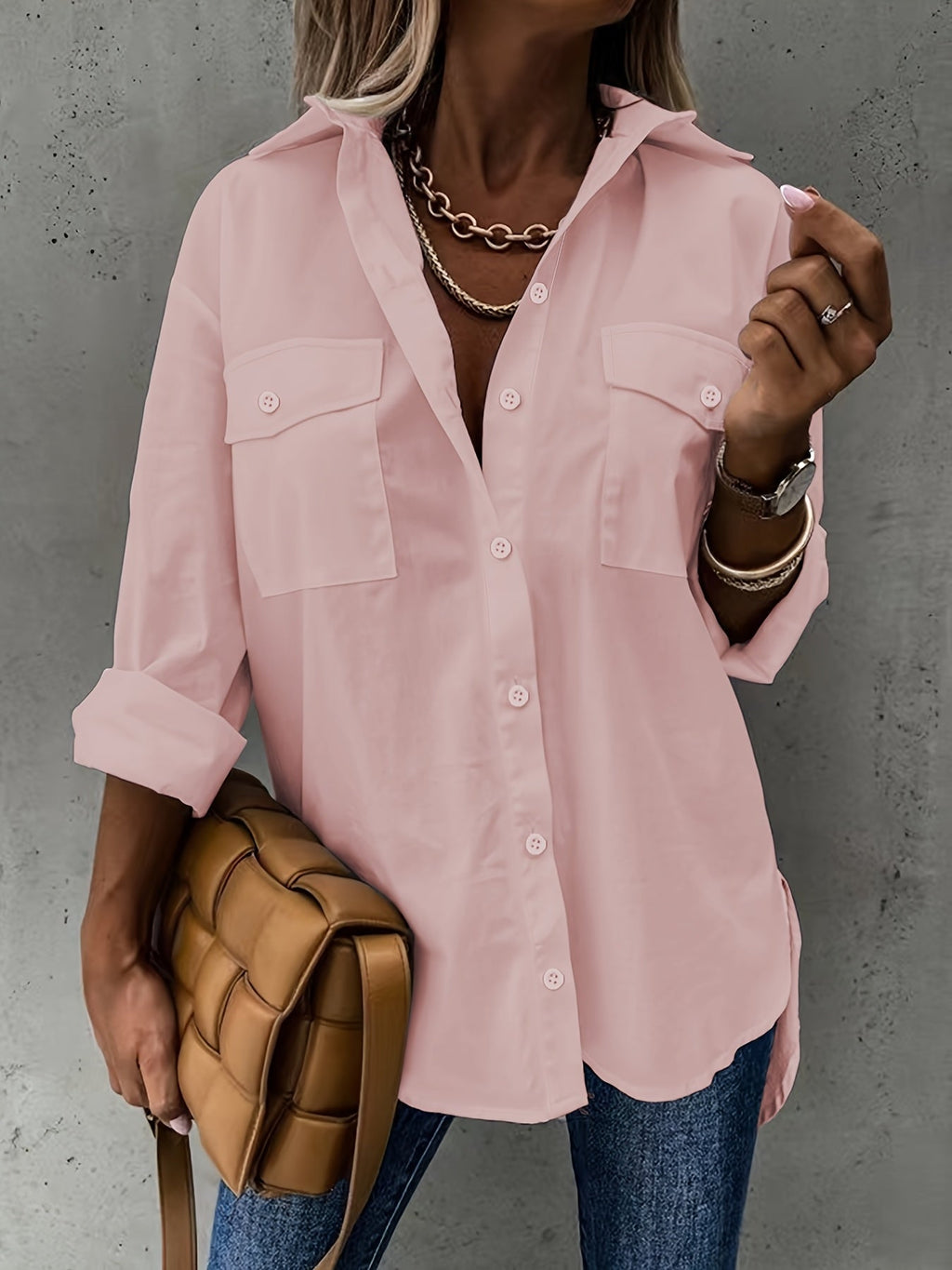 Women's Casual Long Sleeve Shirt with Pocket