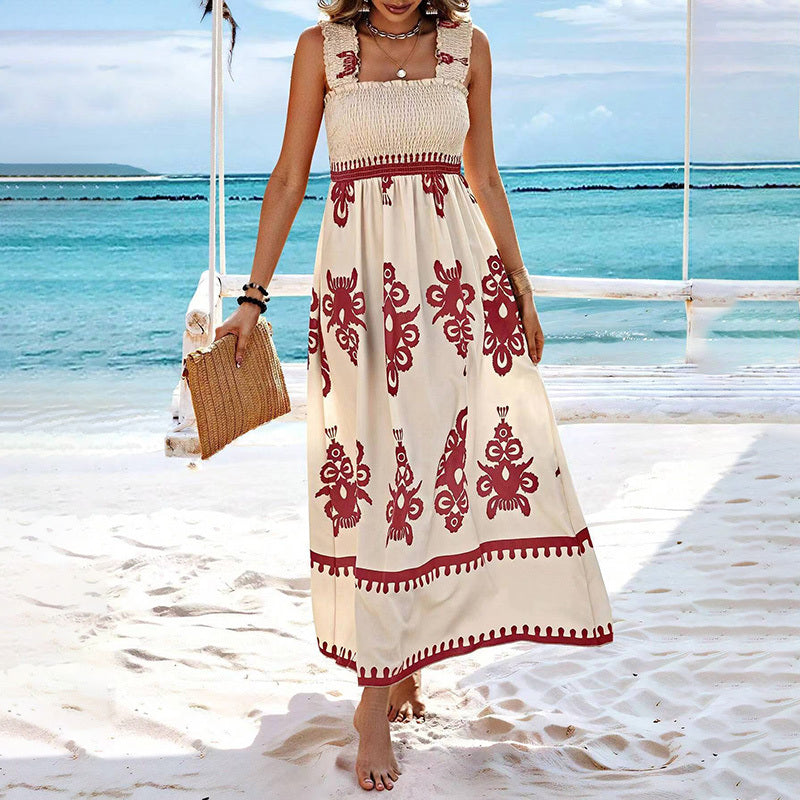 Women's Wide-Strap Printed Maxi Dress