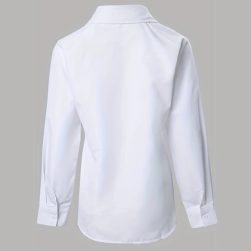 Women's Contrast Lace Long-Sleeve Button‑Down Blouse