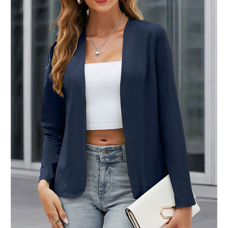 Women's Plus‑Size Open‑Front Casual Blazer