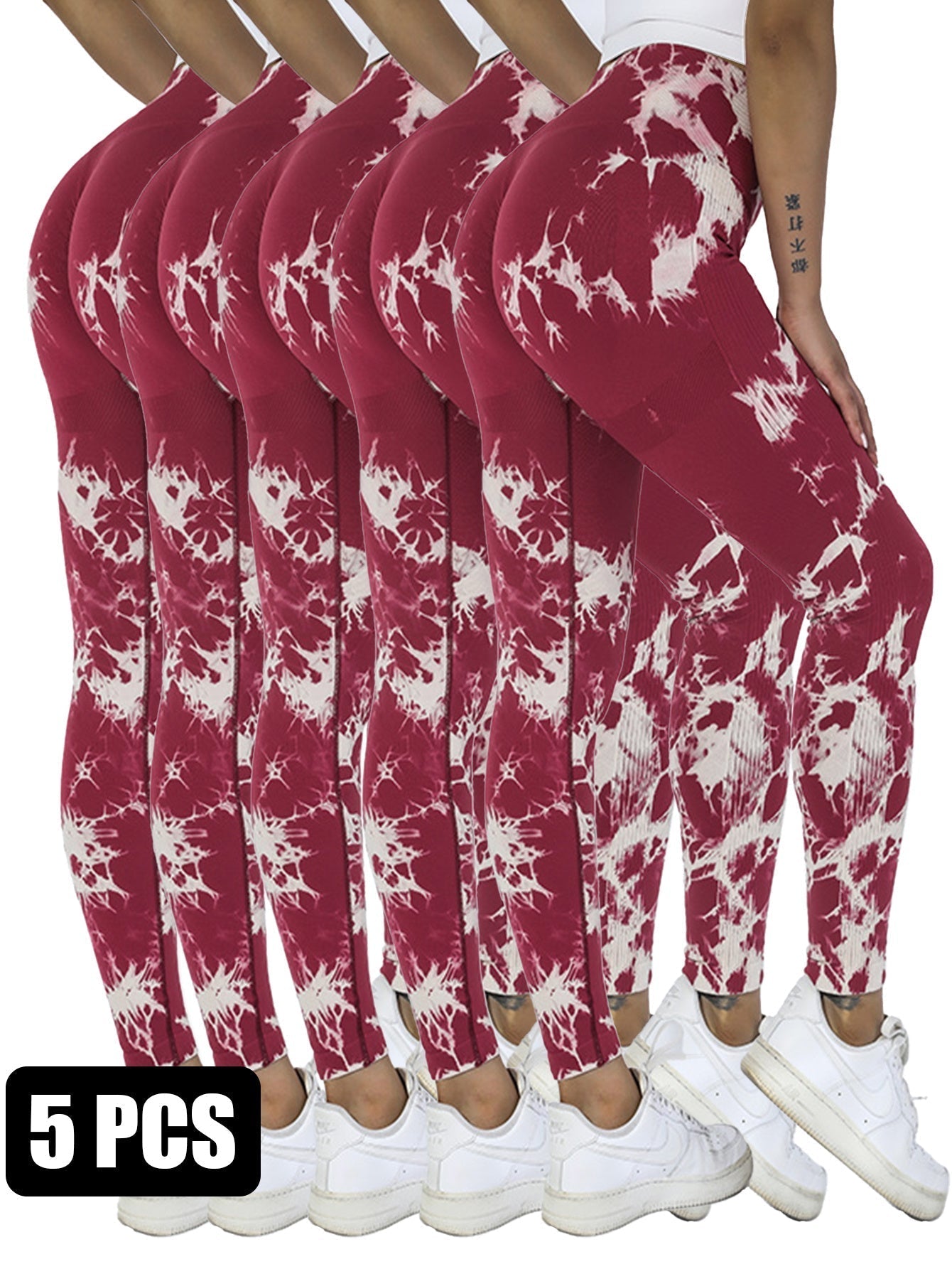 5-Pack Tie Dye Cut-Out Leggings
