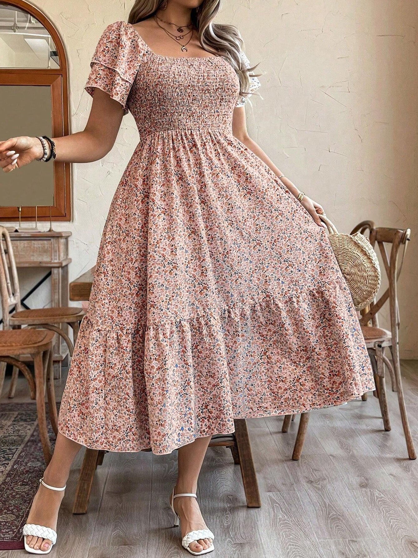 Plus Size Backless Midi Dress â€?Elegant Pleated Summer Party Dress