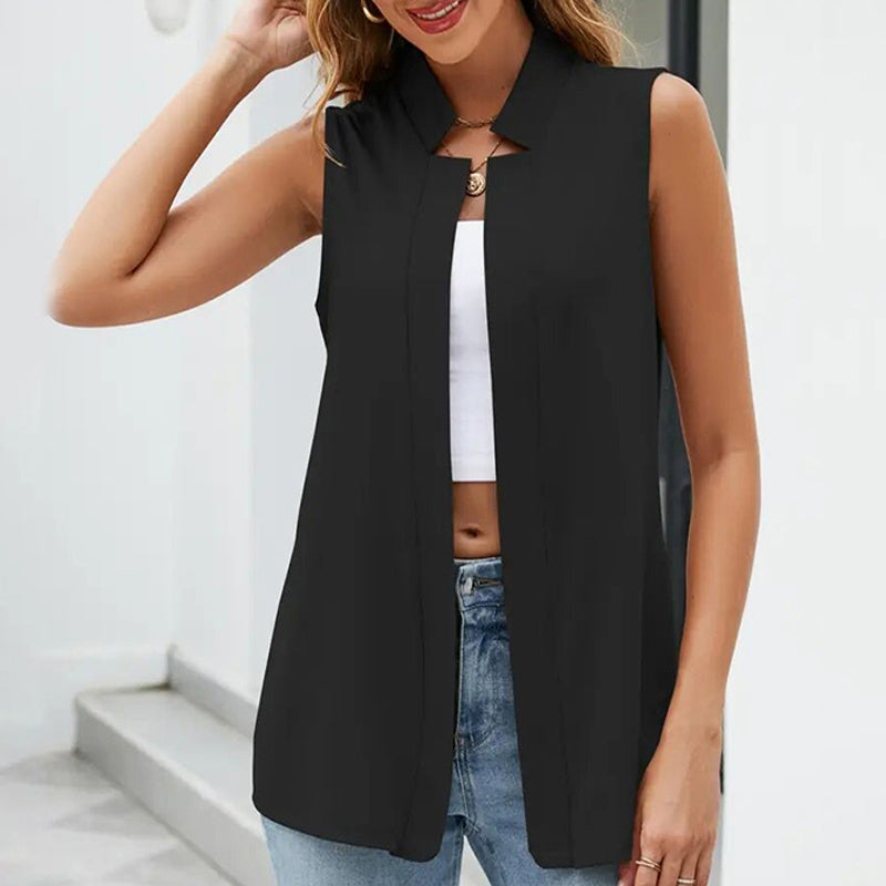 Women's Sleeveless Stand-Collar Vest Cardigan