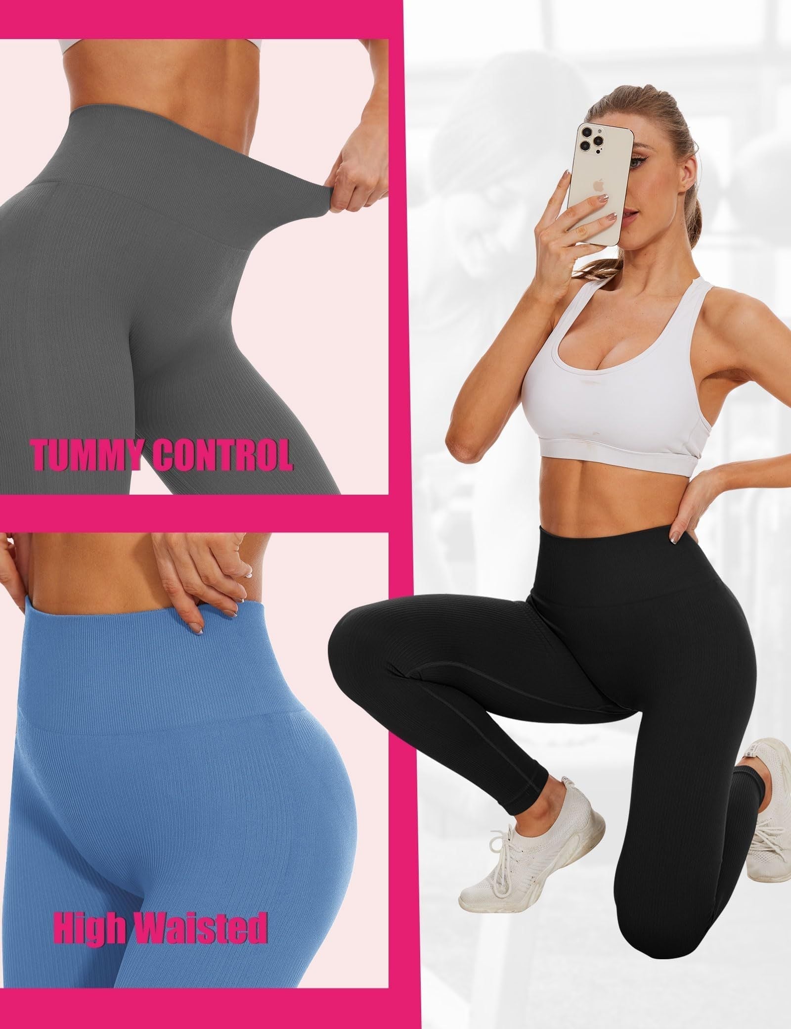 High-waisted seamless cropped leggings