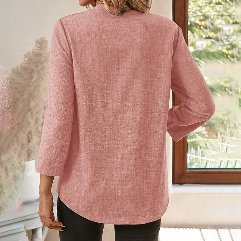 Womens Casual Summer Shirts Notch V Neck Blouses