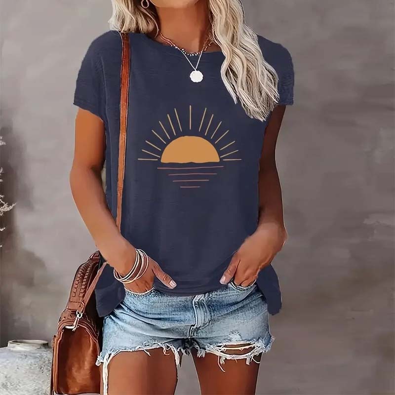 Sunrise Print Round Neck T-Shirt