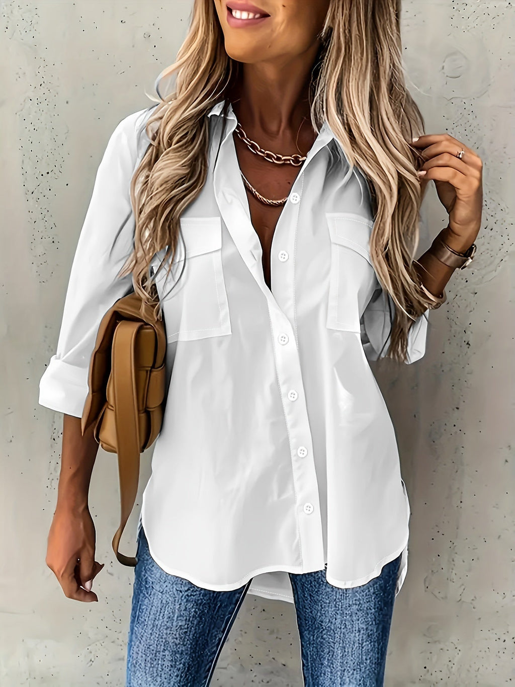 Women's Casual Long Sleeve Shirt with Pocket