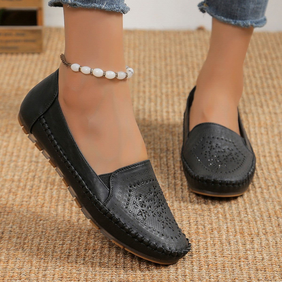Women's Handmade Gommino Driving Shoes â€?Solid‑Color Casual Flats