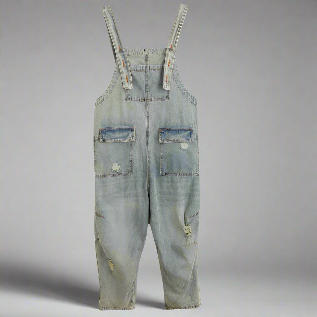 Women's Summer Retro Nostalgic Ripped Denim Overalls