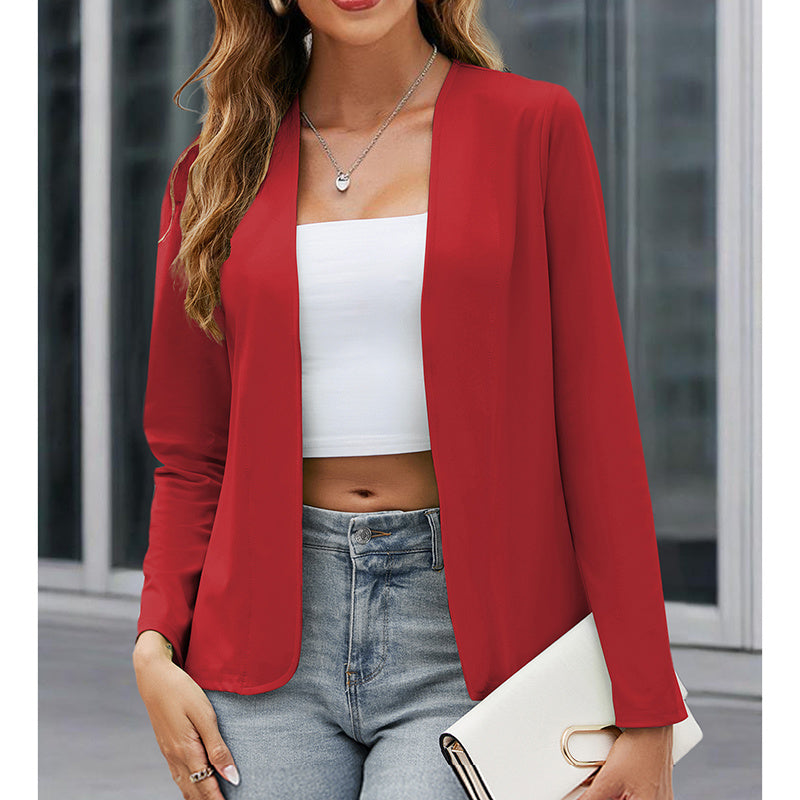 Women's Plus‑Size Open‑Front Casual Blazer