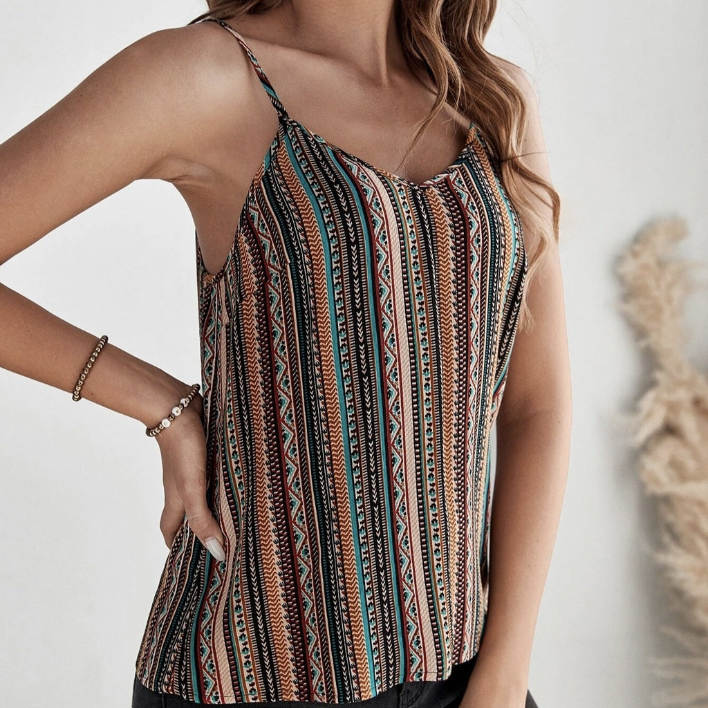 Women's Geographical Print Retro Camisole Top