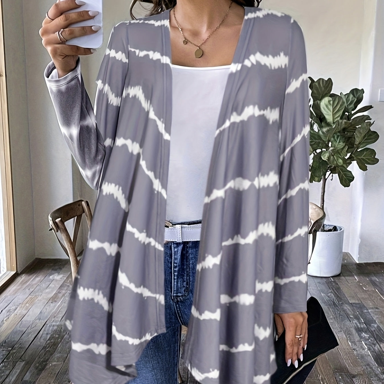 Women's Printed Open Jacket