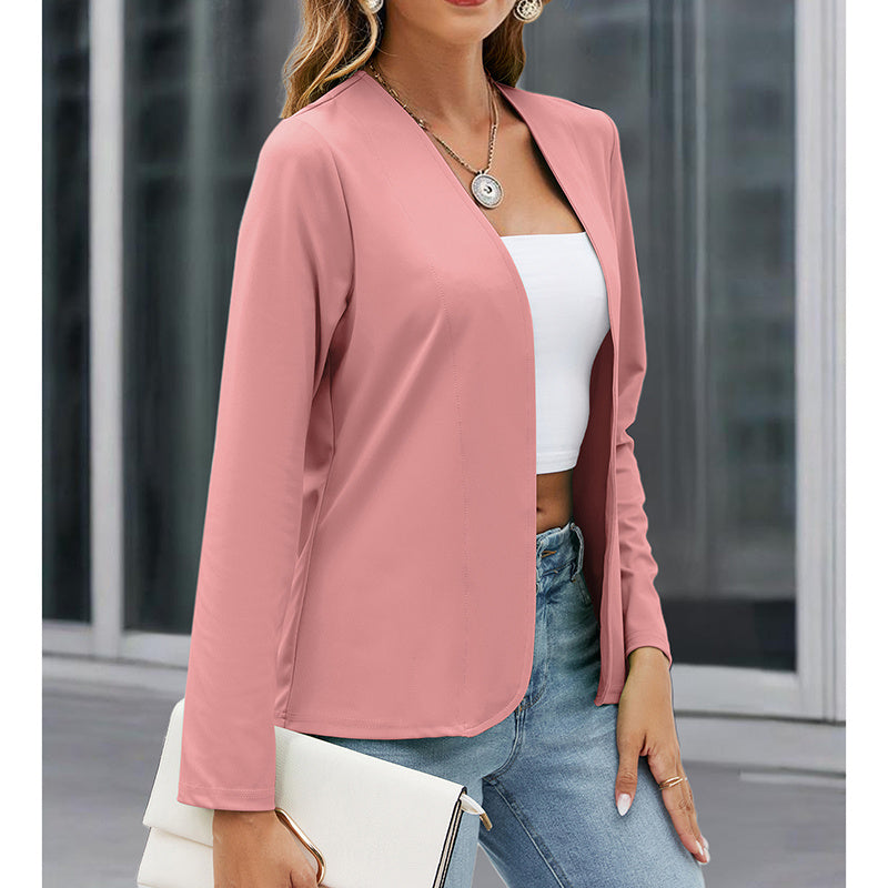 Women's Plus‑Size Open‑Front Casual Blazer