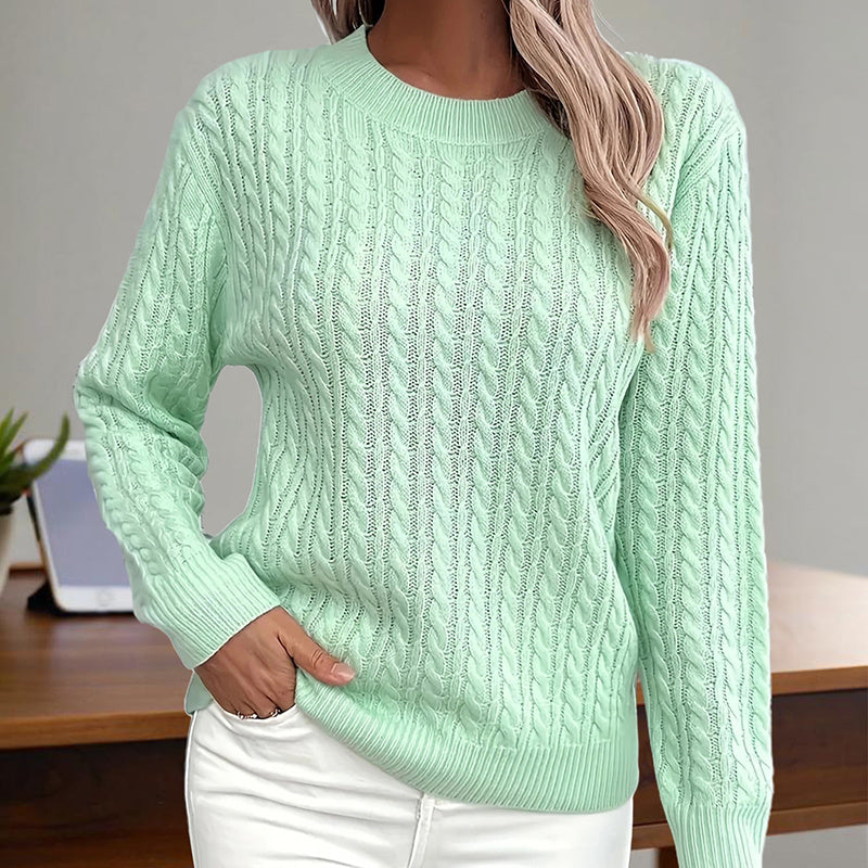 Women's Textured Crew‑Neck Pullover Top