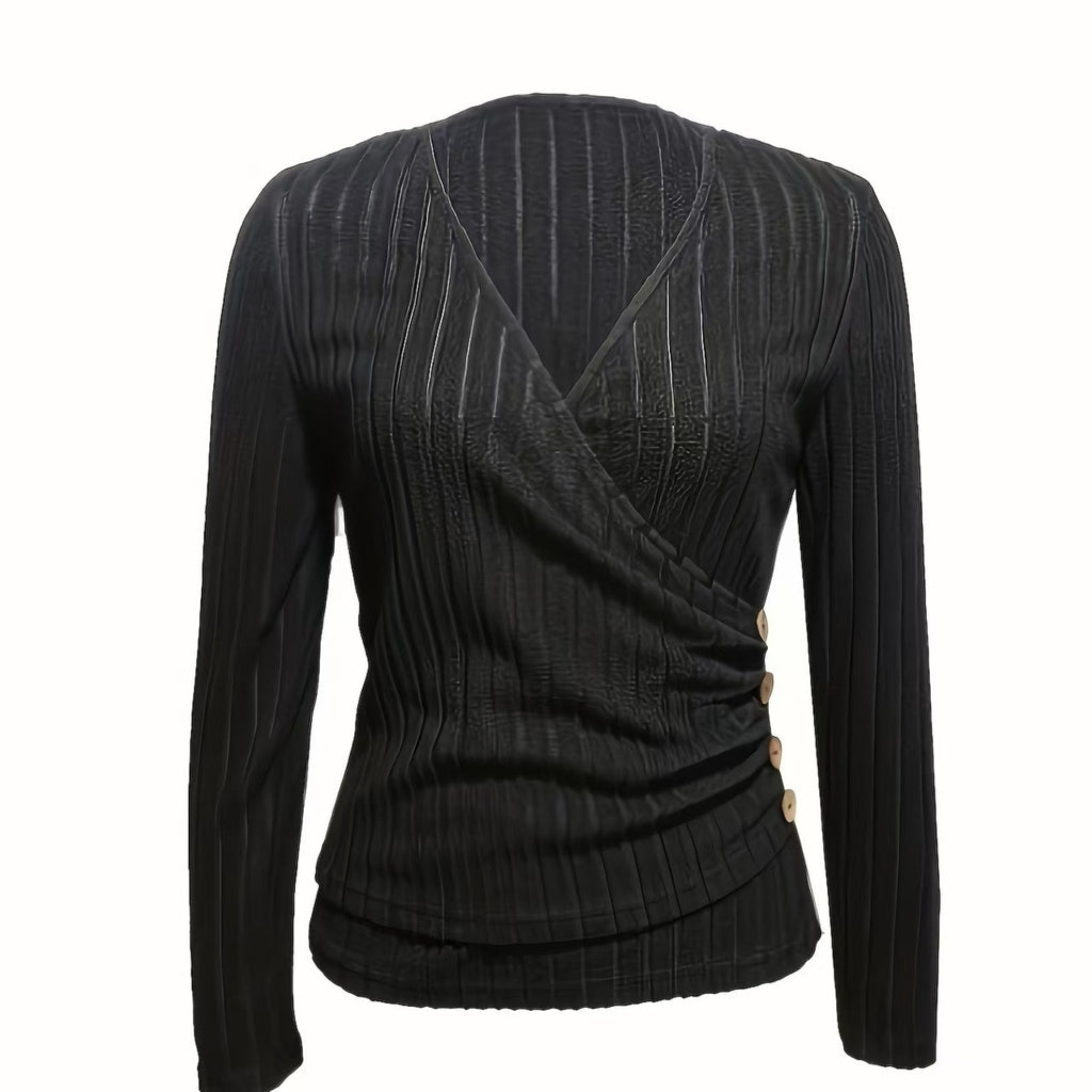 Women's Pleated V-Neck Top