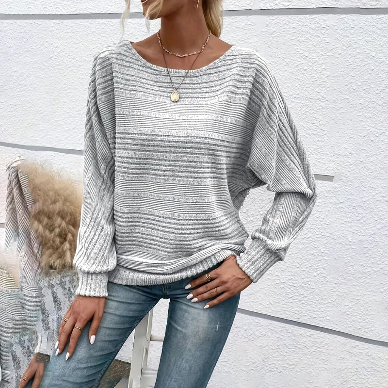 Women's Textured Round-Neck Long-Sleeve Pullover