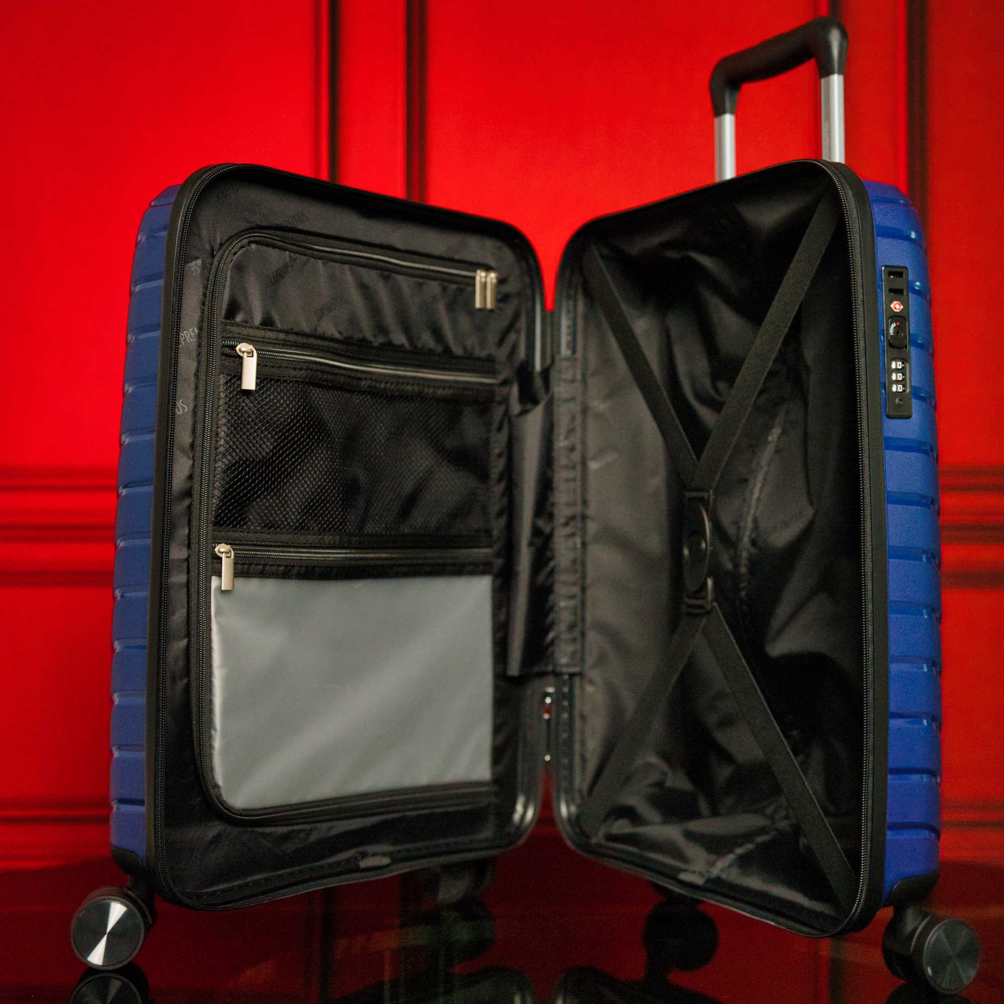 28-inch Blue Hardcase Roller Luggage with 360° Wheels & TSA Lock