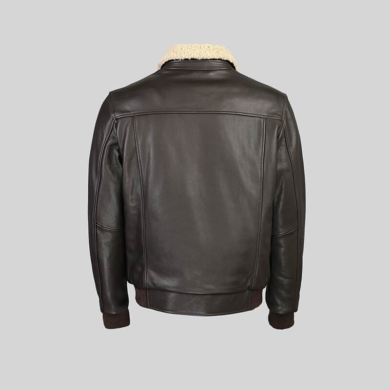 Arlo Men's Bomber Full Grain Leather Jacket With Fur Collar
